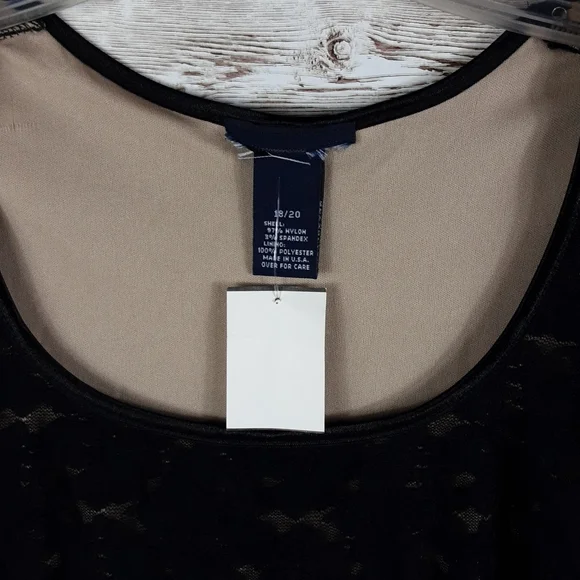 NWT, Fashion Top, 0276, black lace round neck top, Sz 18/20 - Picture 4 of 5